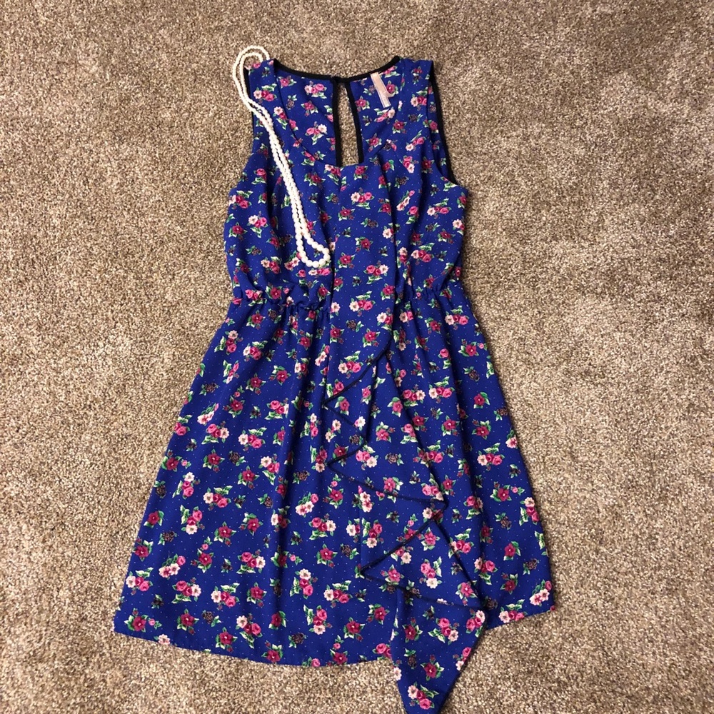 Solemio blue sleeveless ruffle dress Size S